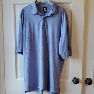 FOOTJOY BLUE GEOMETRIC GOLF POLO SHIRT SIZE LARGE ATHLETIC